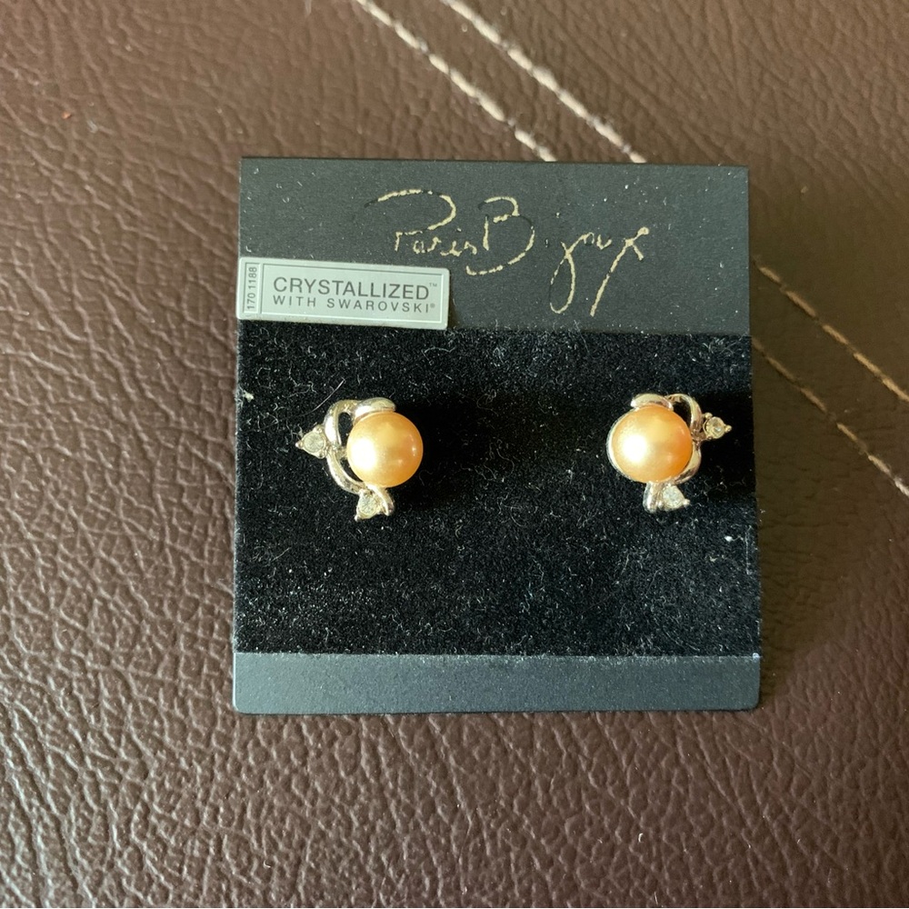Paris Bijoux Earrings (Gold Pearls Crystalized with Swarovskis)
